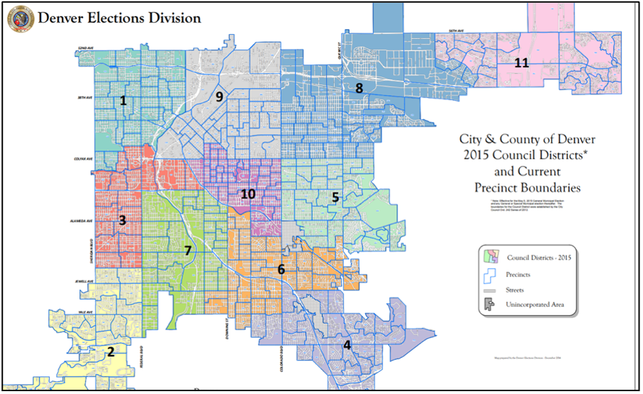 City and County of Denver 2015 Council Districts and Current Precinct Boundaries