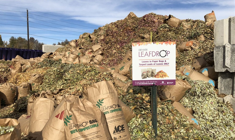LeafDrop bags piled high at a Denver LeafDrop location